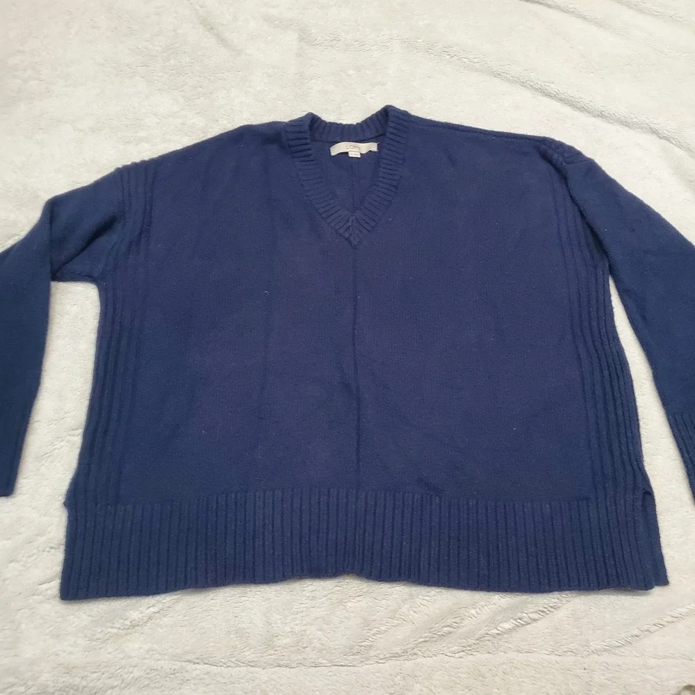 Loft Navy Blue Knit Sweater Women XL Casual Cozy Capsule Classic Basic‎ Simple - Picture 2 of 7